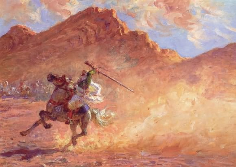 Giovane cavaliere con un fucile
